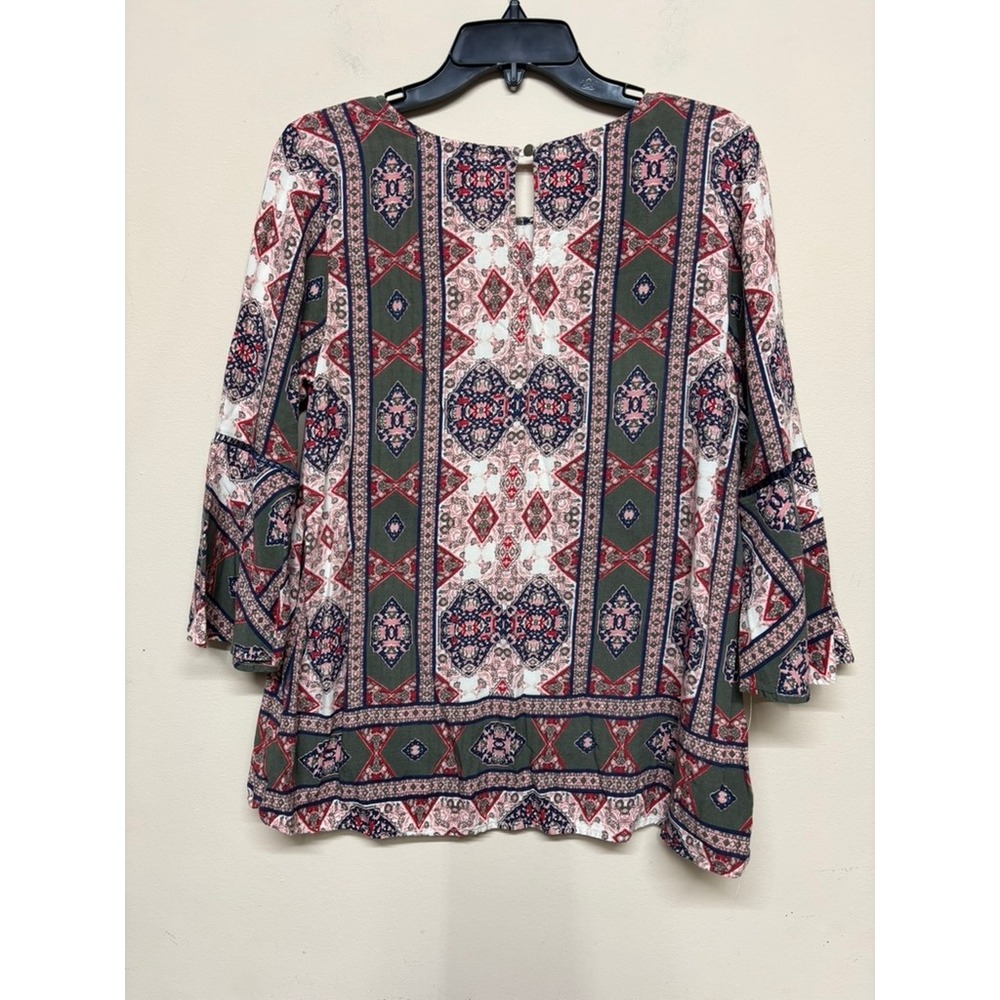 Fourteenth‎ Place Boho Medallion Print Blouse Women's Medium Top Shirt Hippie - Picture 7 of 7